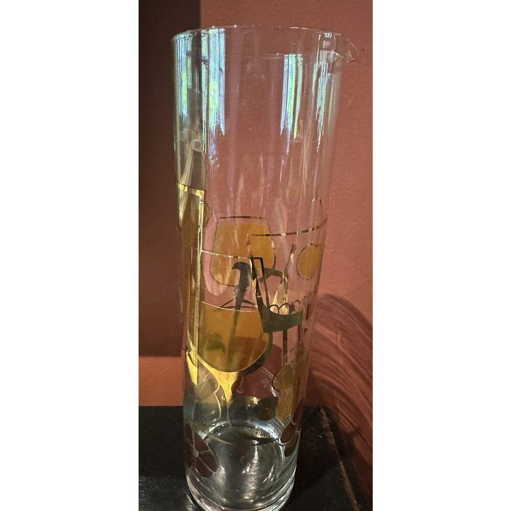1950s MCM Gold Mixed FruitCocktail Sangria Martini Glass Pitcher Signed Gay Fad - Picture 15 of 16